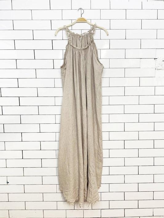 cabana living 100% linen raw edge relaxed resort maxi dress | made in Italy - good market thrift store