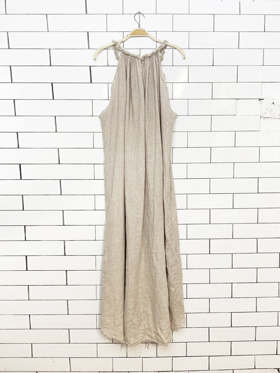 cabana living 100% linen raw edge relaxed resort maxi dress | made in Italy - good market thrift store