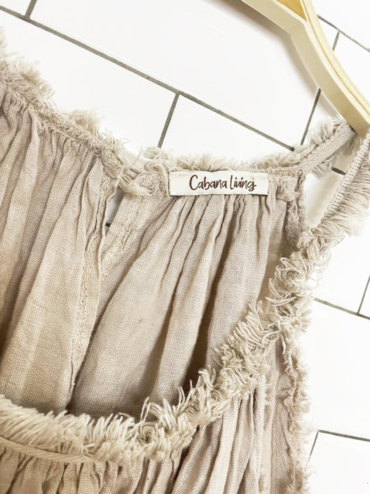 cabana living 100% linen raw edge relaxed resort maxi dress | made in Italy - good market thrift store