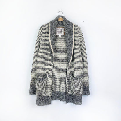 roots cabin oversized wool-blend shawl knit cardigan