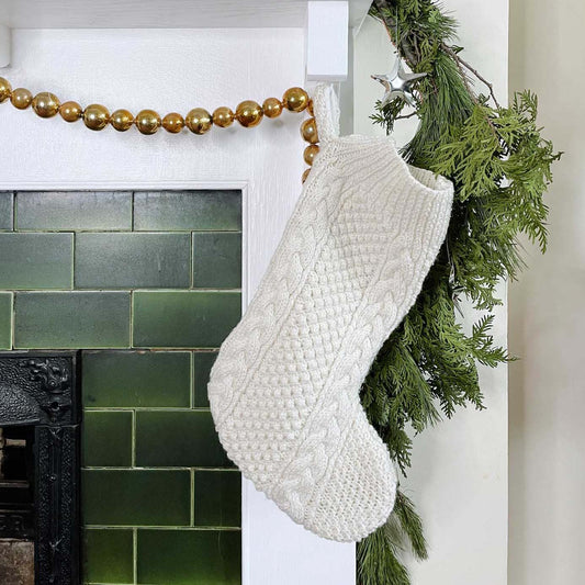 handmade wool fisherman sweater knit stocking