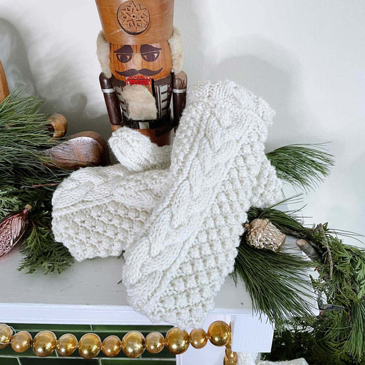 handmade wool fisherman sweater knit mittens