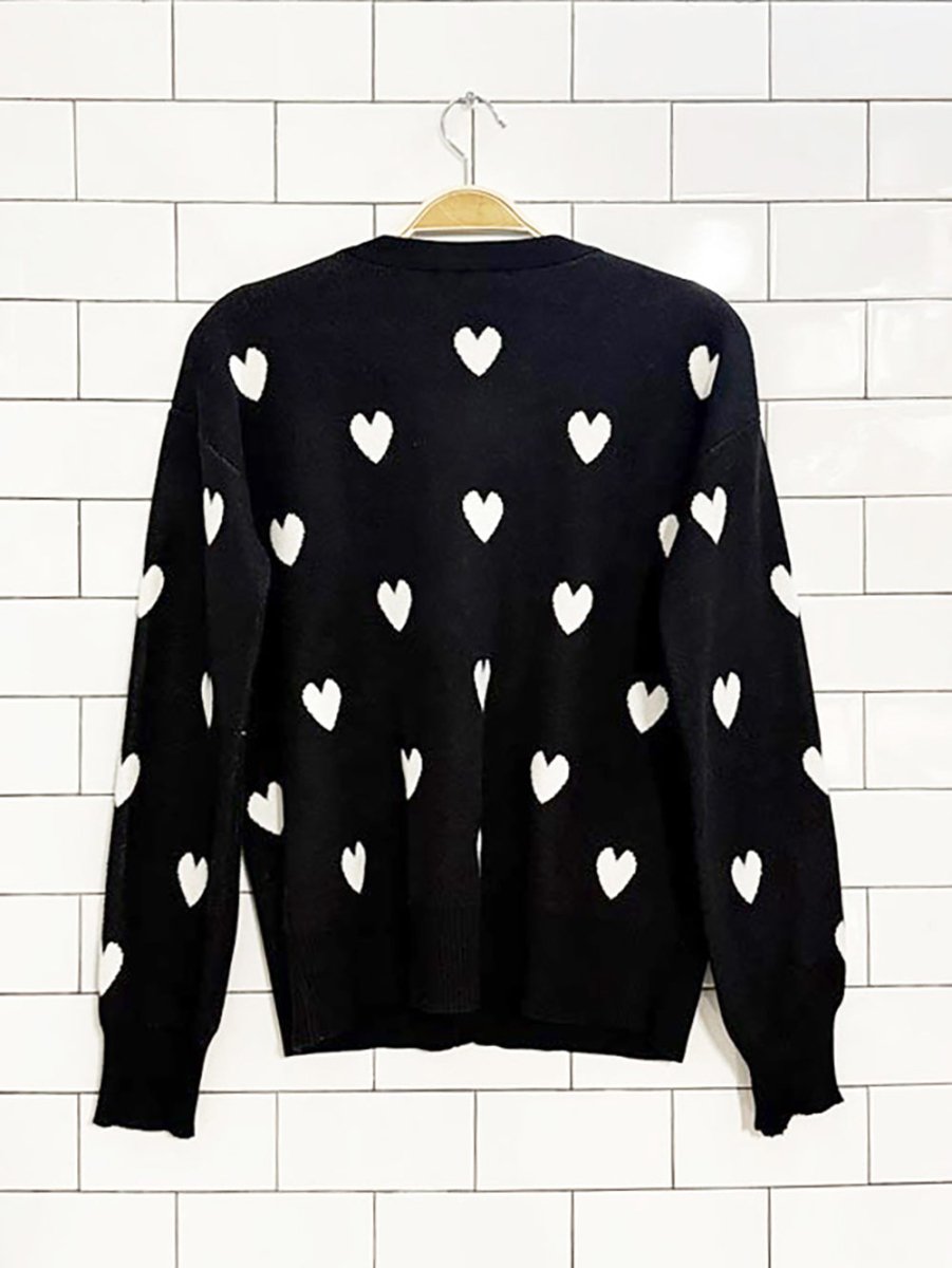 cable & gauge all over hearts knit cardigan - good market thrift store