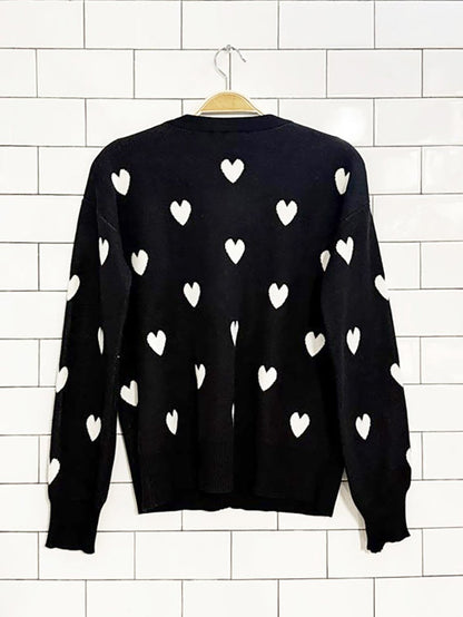 cable & gauge all over hearts knit cardigan - good market thrift store