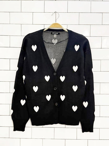 cable & gauge all over hearts knit cardigan - good market thrift store
