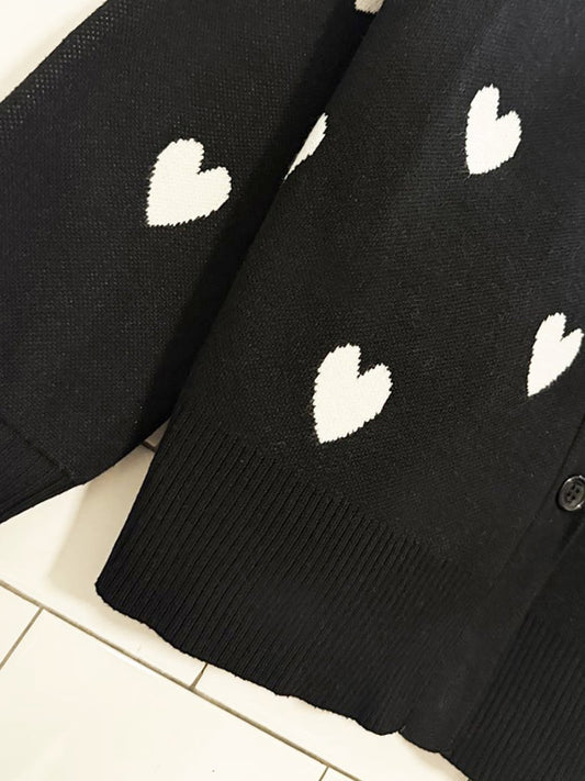 cable & gauge all over hearts knit cardigan - good market thrift store