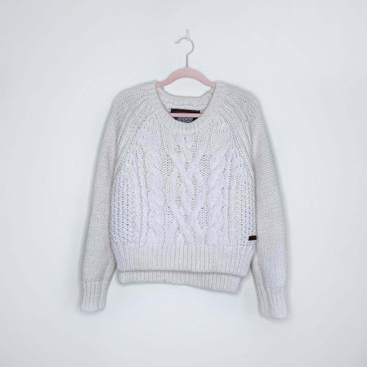 roots wool alpaca cable knit crew sweater - size medium