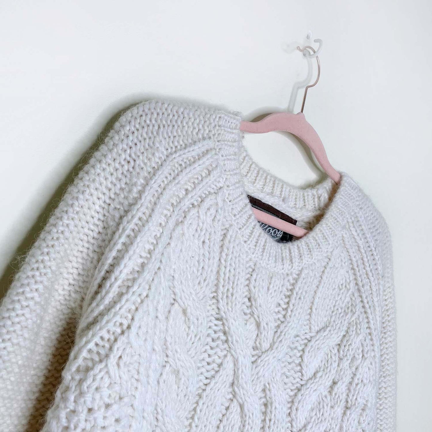 roots wool alpaca cable knit crew sweater - size medium