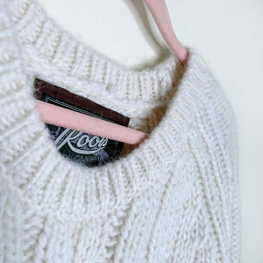 roots wool alpaca cable knit crew sweater - size medium