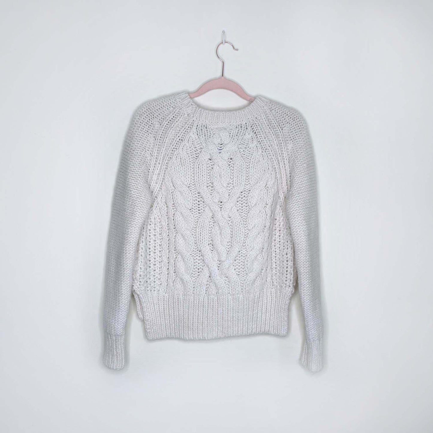 roots wool alpaca cable knit crew sweater - size medium