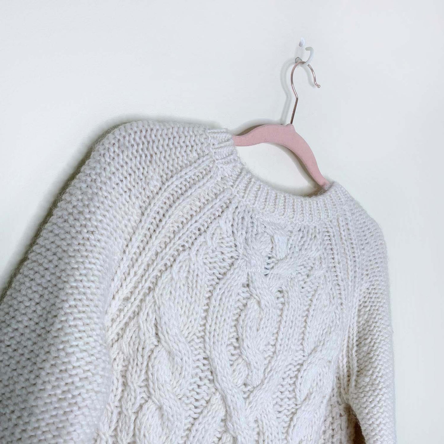 roots wool alpaca cable knit crew sweater - size medium