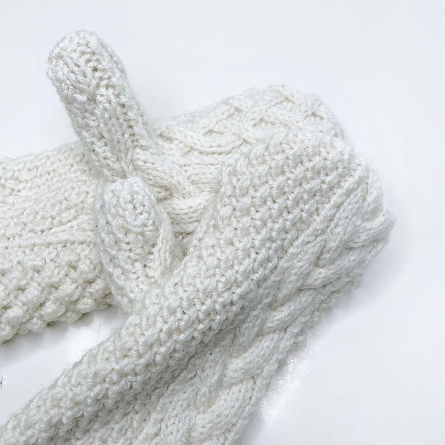 handmade wool fisherman sweater knit mittens