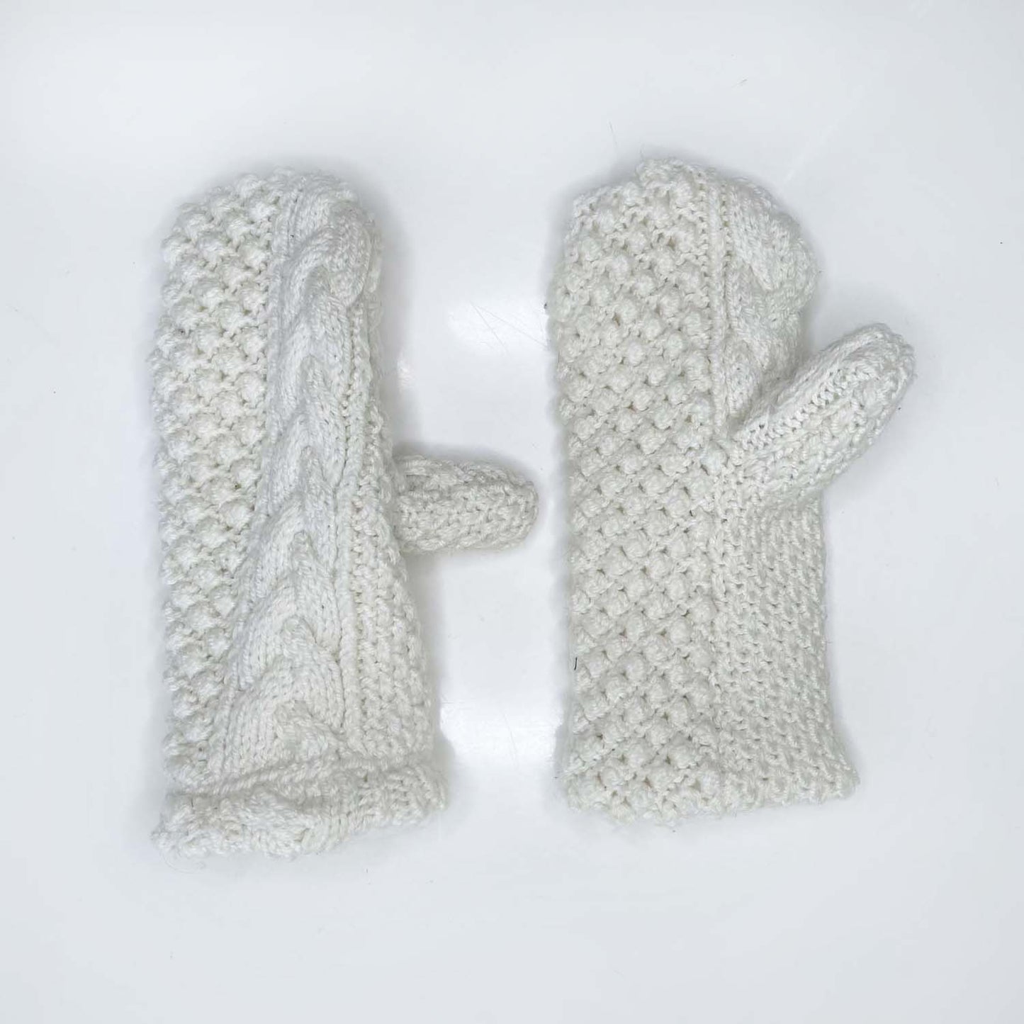 handmade wool fisherman sweater knit mittens
