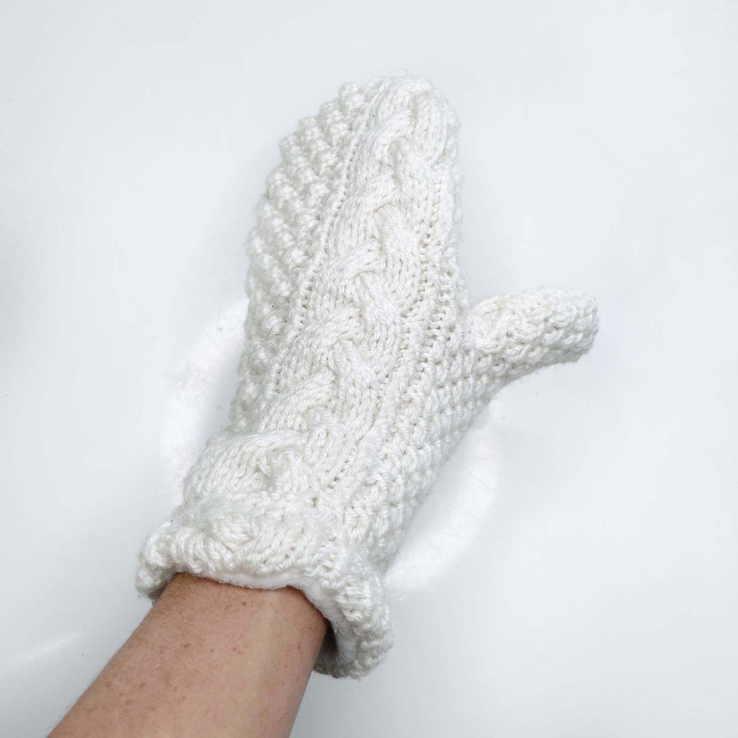 handmade wool fisherman sweater knit mittens