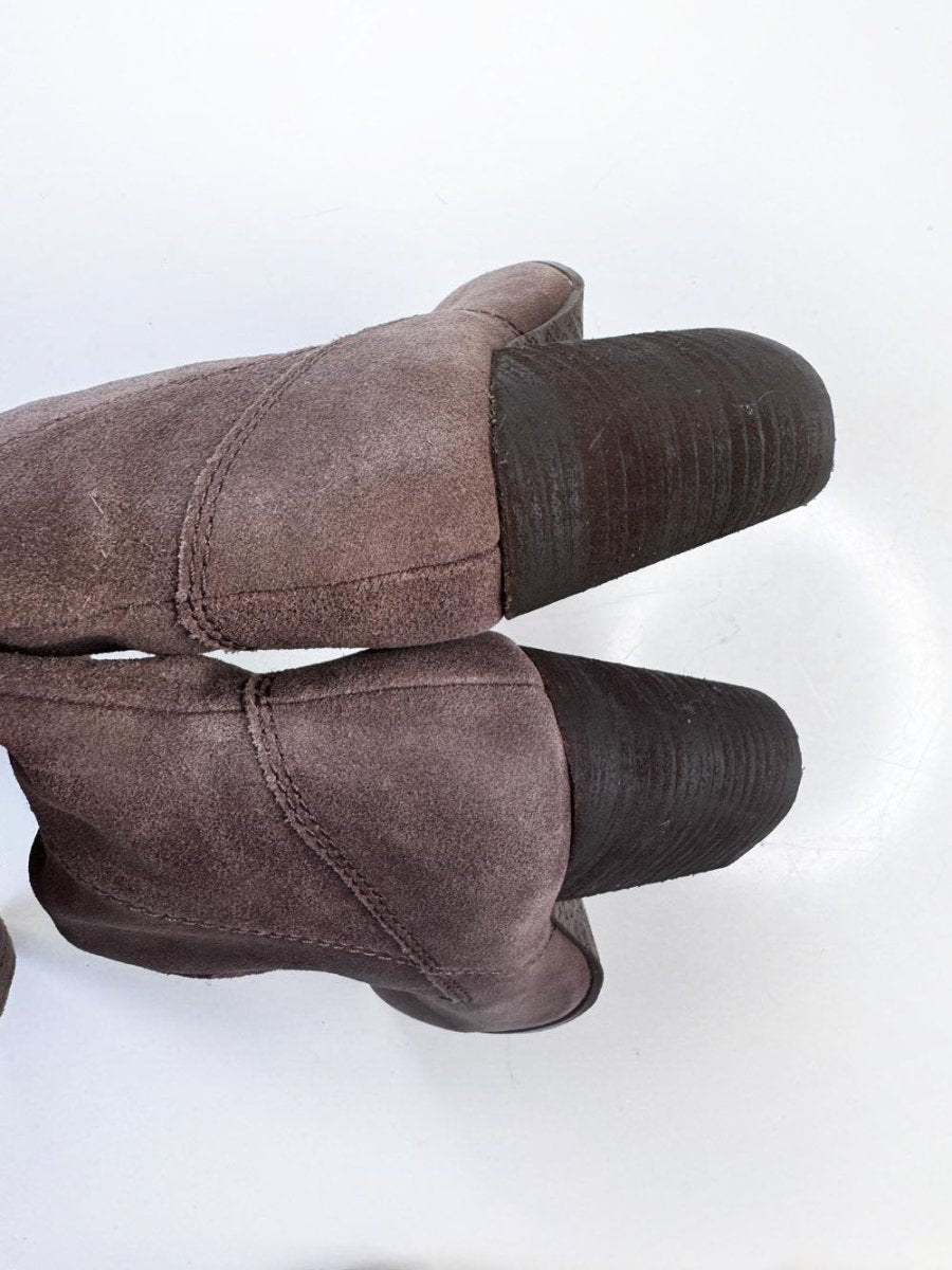 calvin klein deana rustic suede heeled tall boots - good market thrift store