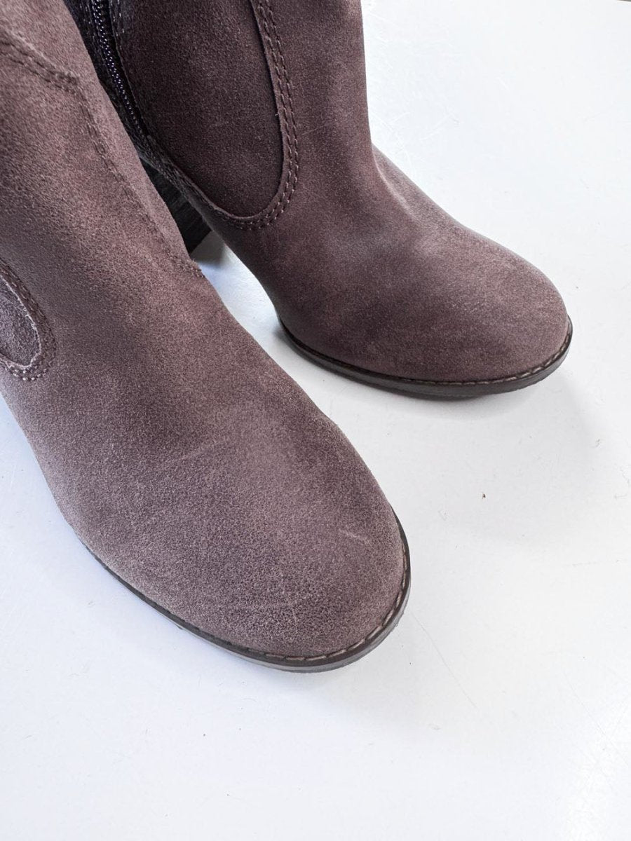 calvin klein deana rustic suede heeled tall boots - good market thrift store