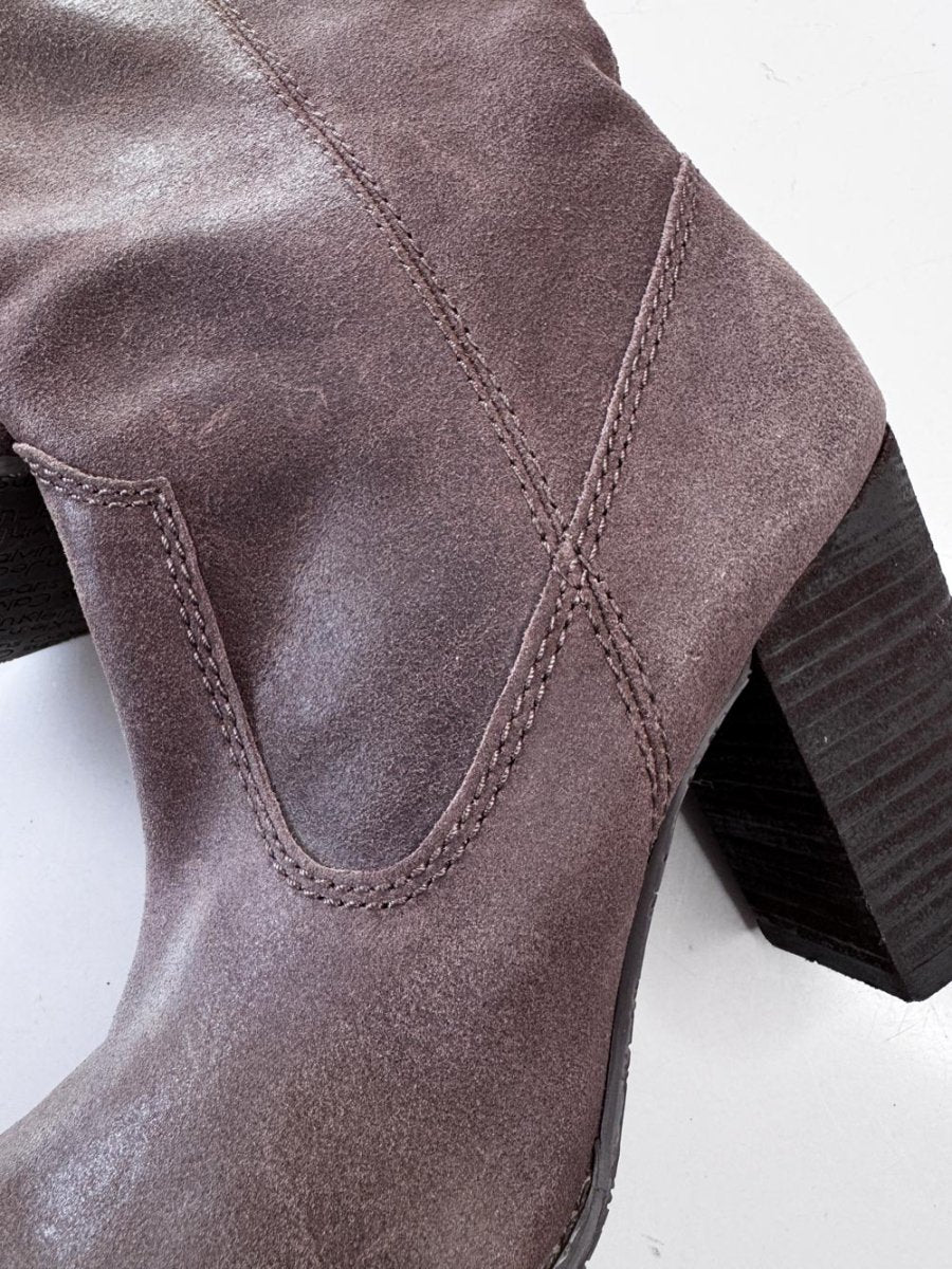 calvin klein deana rustic suede heeled tall boots - good market thrift store