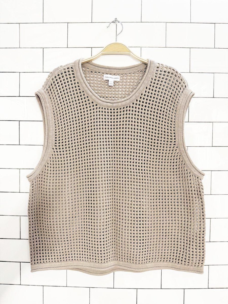 calvin klein loose knit boxy sleeveless top - good market thrift store