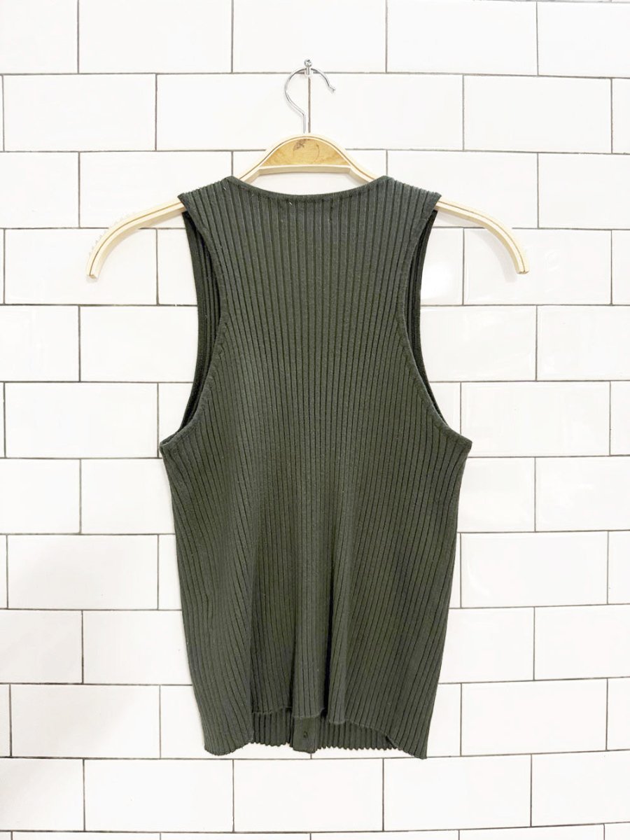 calvin klein ribbed knit full button tank top - good market thrift store