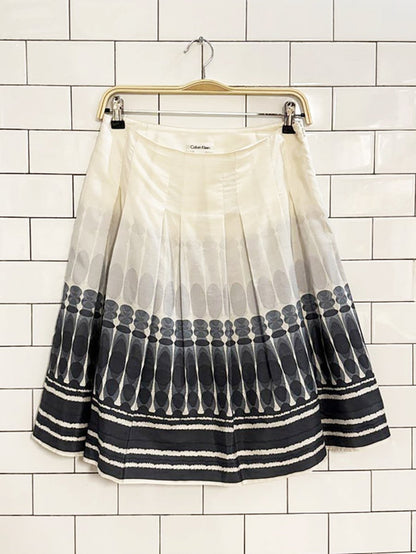 calvin klein silk - blend pleated watercolour skirt - good market thrift store