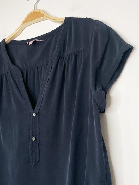 calypso st barth 100% silk cap sleeve shell button blouse - good market thrift store
