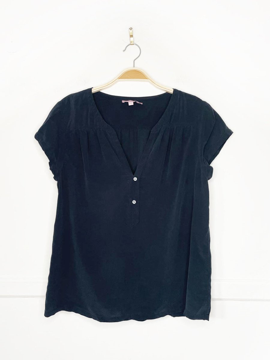 calypso st barth 100% silk cap sleeve shell button blouse - good market thrift store