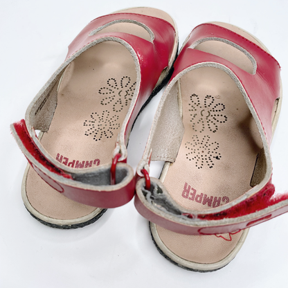 camper red leather cut out sandals - size 26