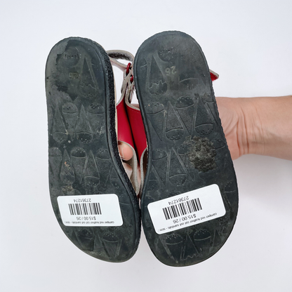camper red leather cut out sandals - size 26