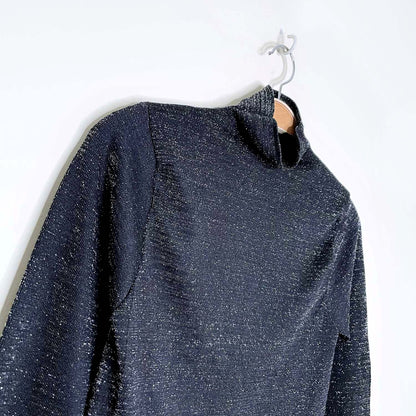 candy couture black metallic mock neck long sleeve - size large