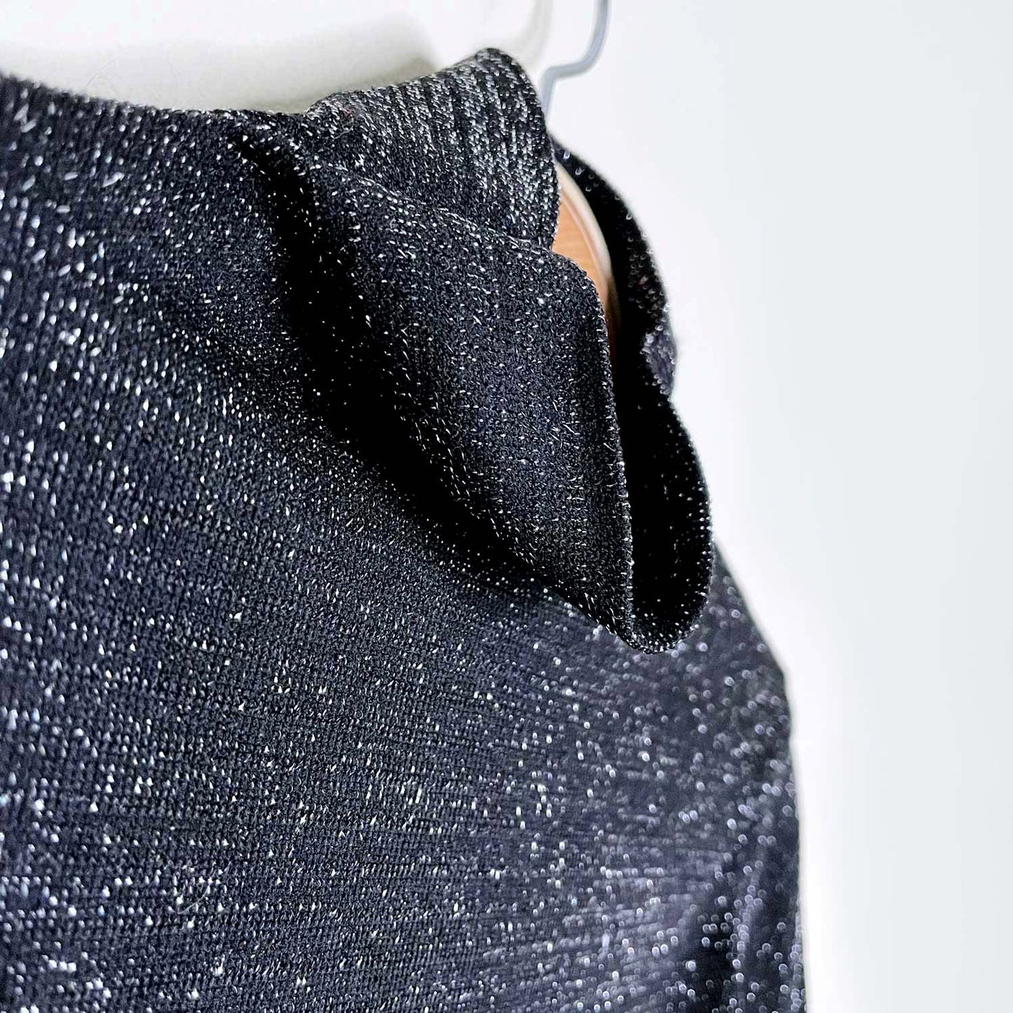 candy couture black metallic mock neck long sleeve - size large