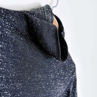candy couture black metallic mock neck long sleeve - size large