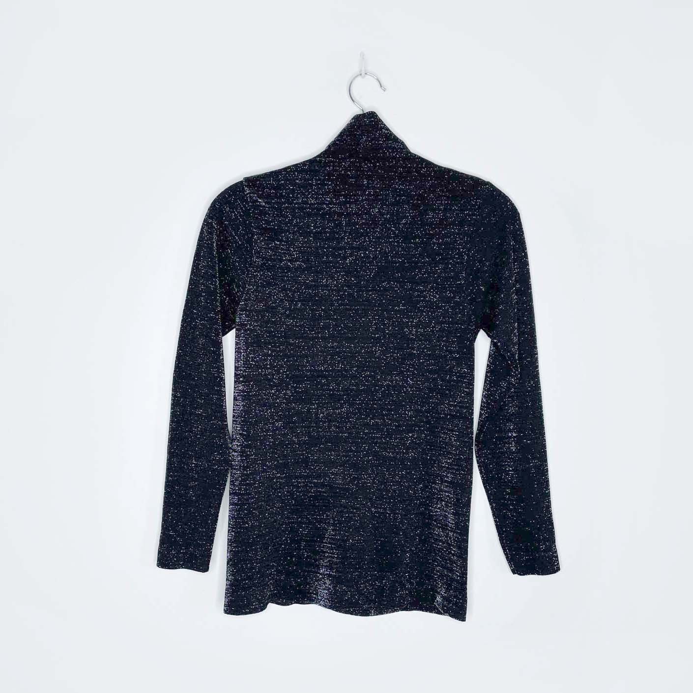 candy couture black metallic mock neck long sleeve - size large