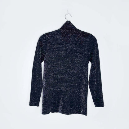 candy couture black metallic mock neck long sleeve - size large