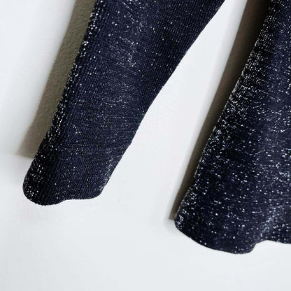 candy couture black metallic mock neck long sleeve - size large