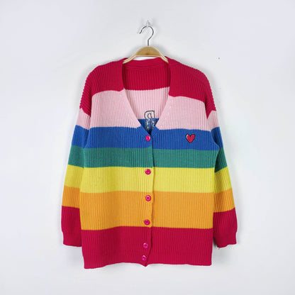 chacha boring rainbow stripe cardigan