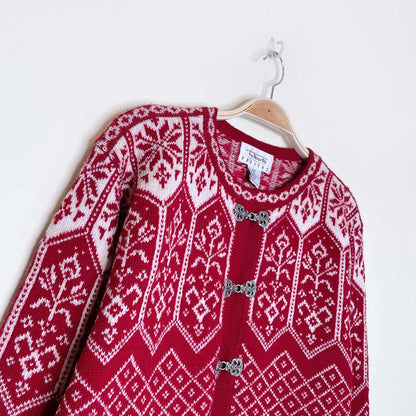 vintage 90s talbots 100% wool nordic knit cardigan - size small