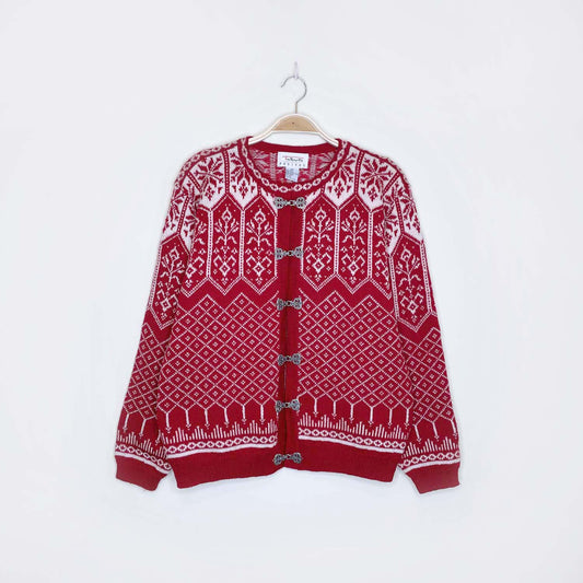 vintage 90s talbots 100% wool nordic knit cardigan - size small