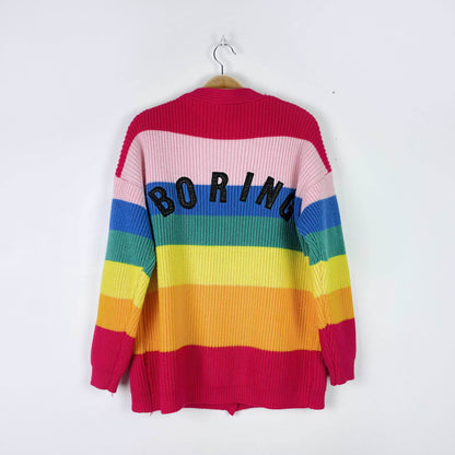 chacha boring rainbow stripe cardigan