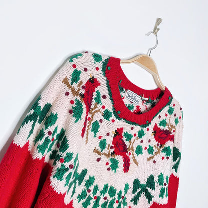 vintage belle point knit cardinals fair isle sweater