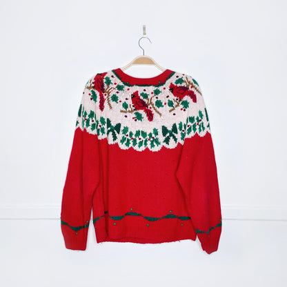 vintage belle point knit cardinals fair isle sweater