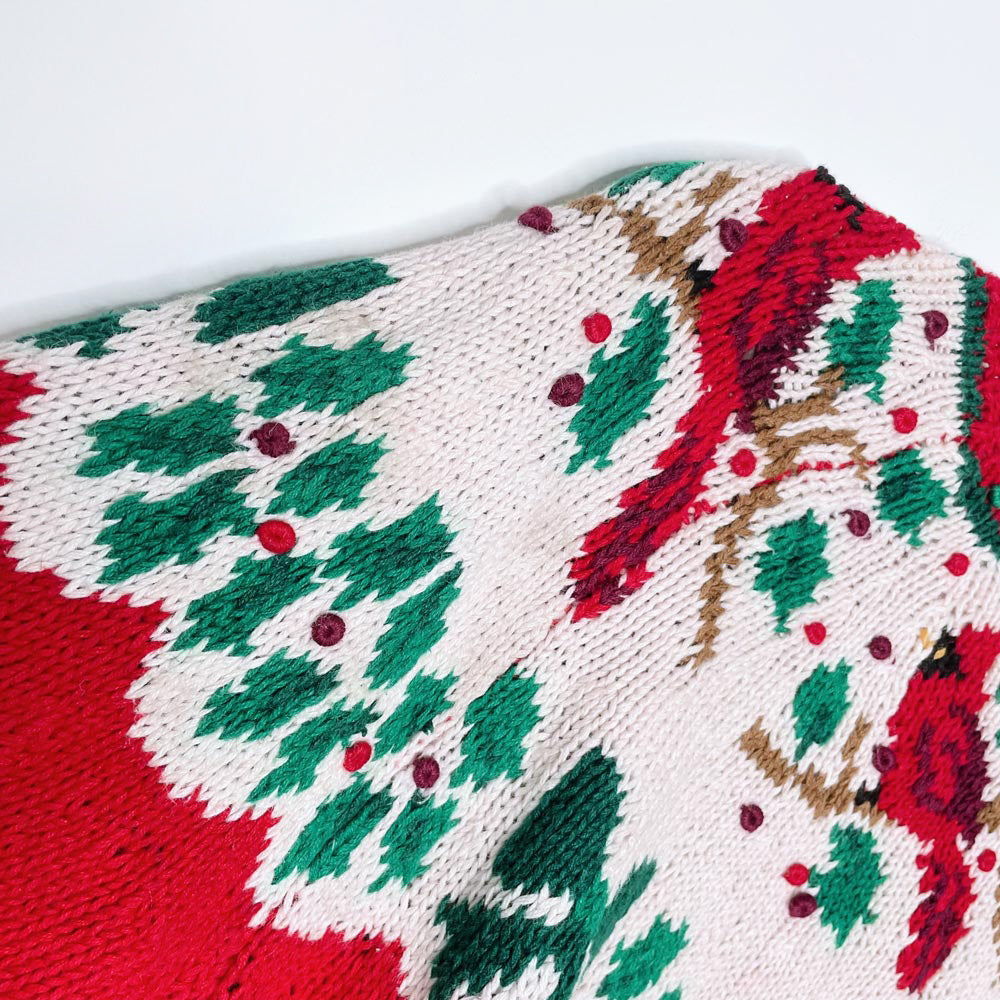 vintage belle point knit cardinals fair isle sweater