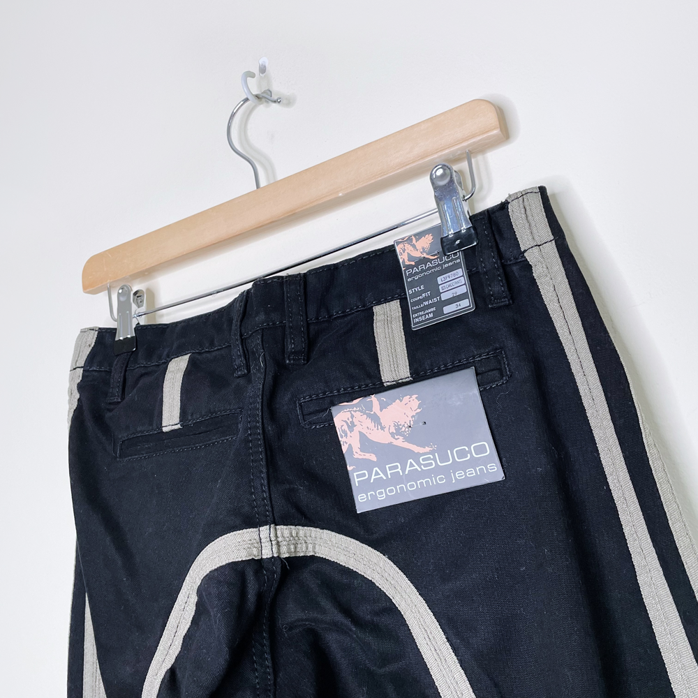 nwt deadstock parasuco black miltary stripe wide leg low rise cargo pants