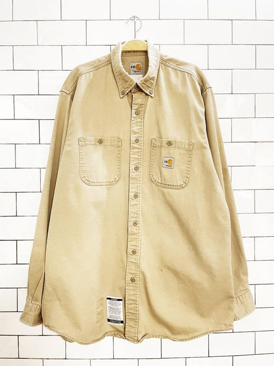carhartt FR twill full button workwear shirt - good market thrift store
