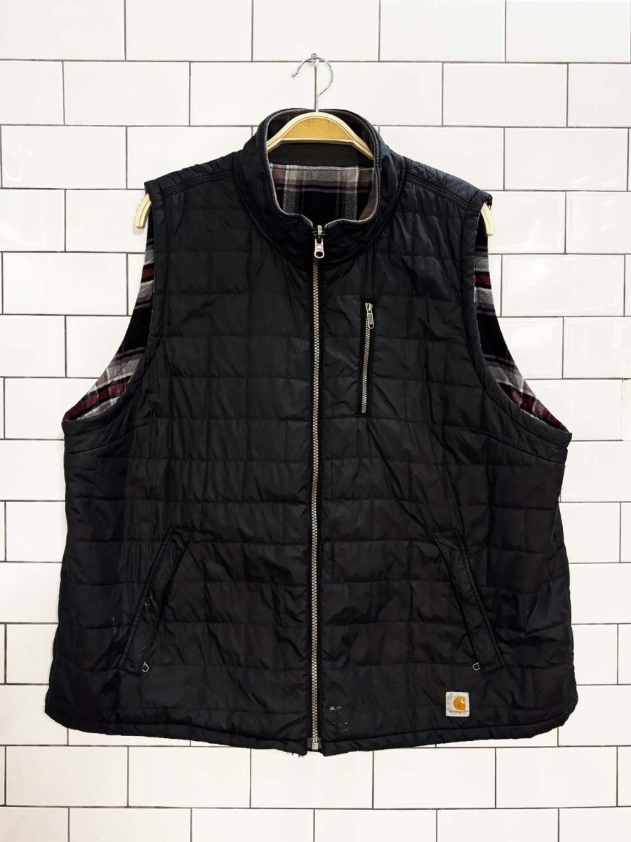 carhartt reversible plaid flannel full zip puffer vest - good market thrift store