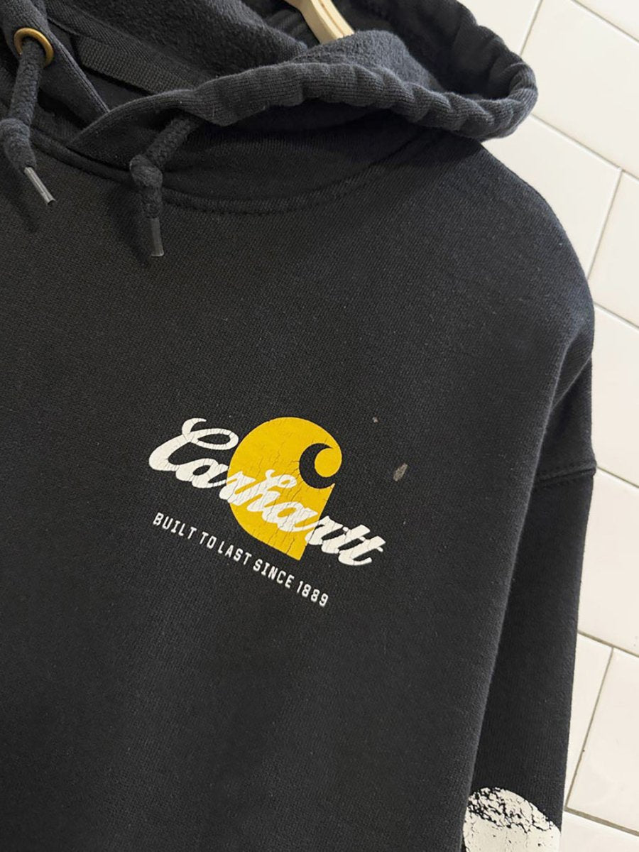 carhartt script graphic loose fit hooded sweatshirt - good market thrift store
