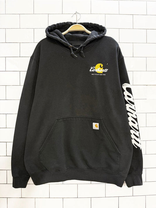 carhartt script graphic loose fit hooded sweatshirt - good market thrift store