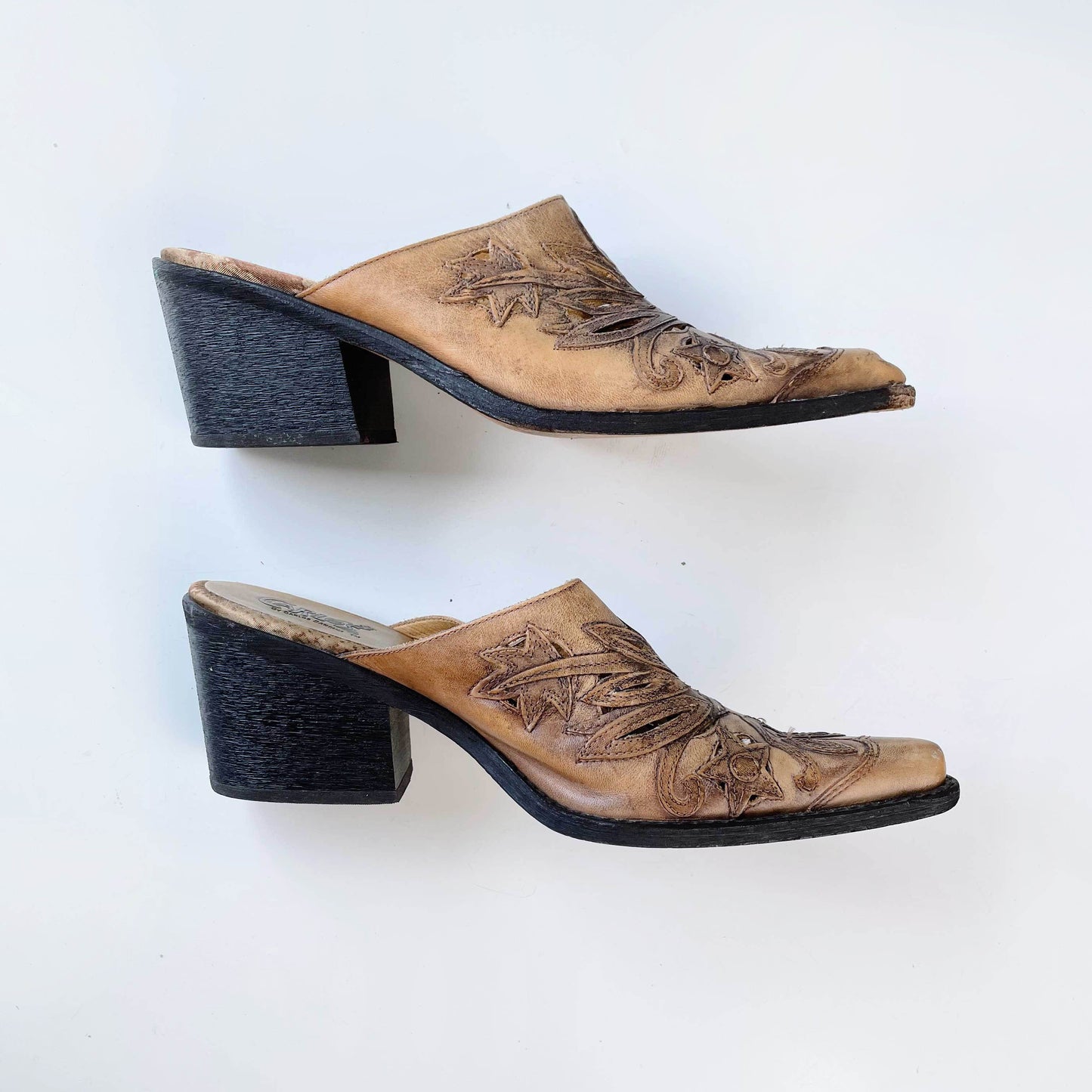 carlos santana western leather mule