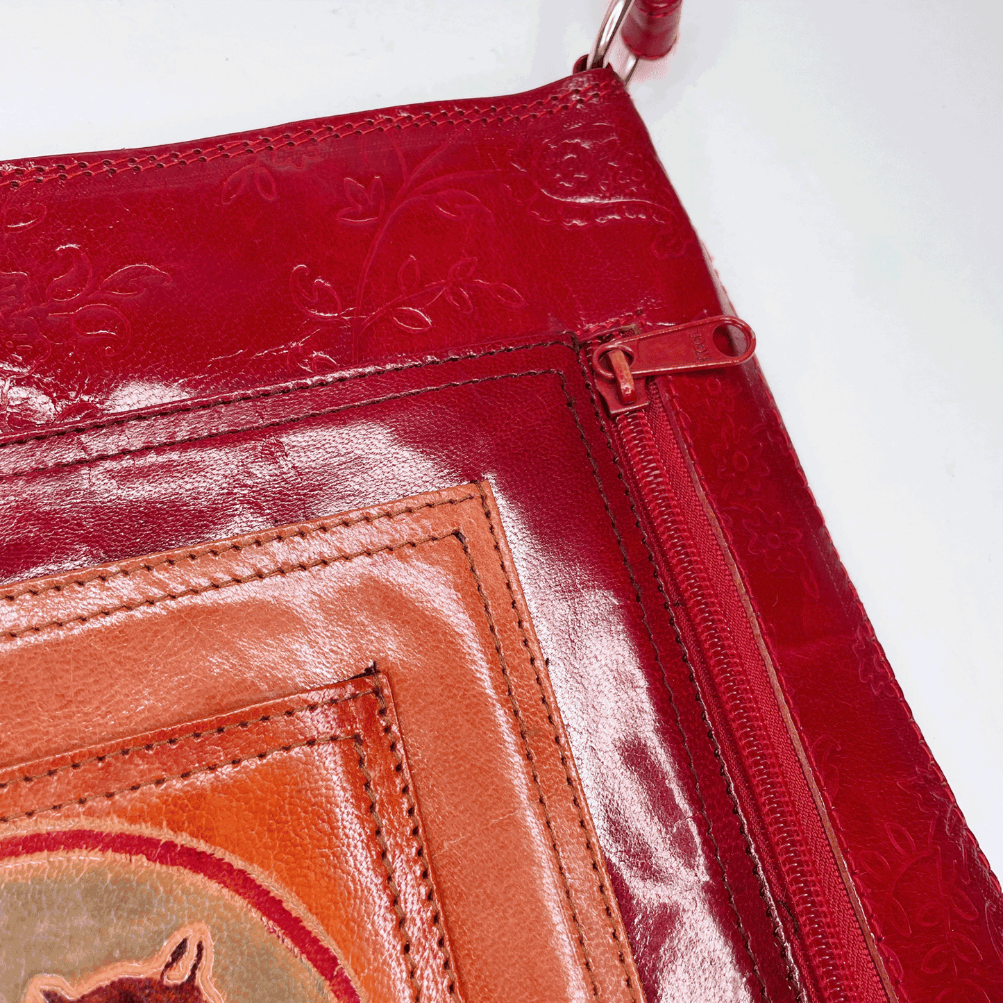 made in india leather embossed cat tote bag