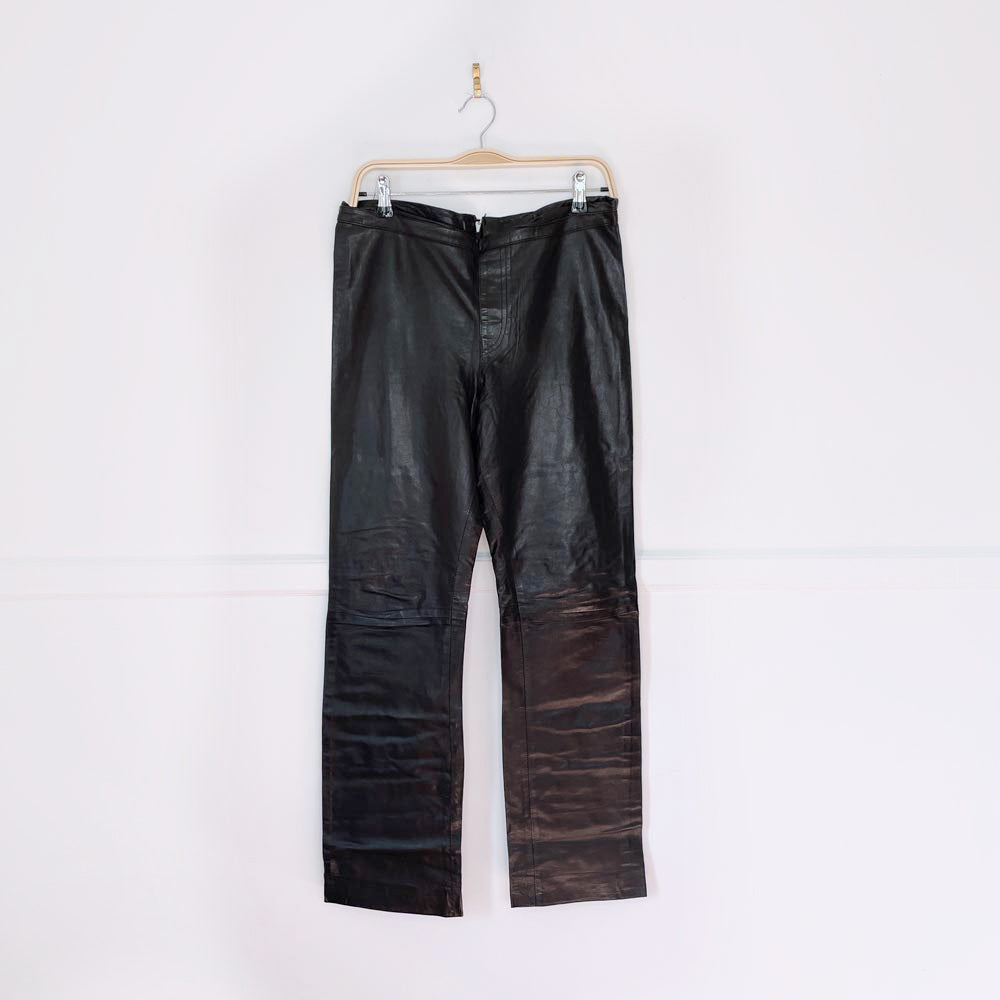 vintage 00s roberto cavalli low rise butter leather pants