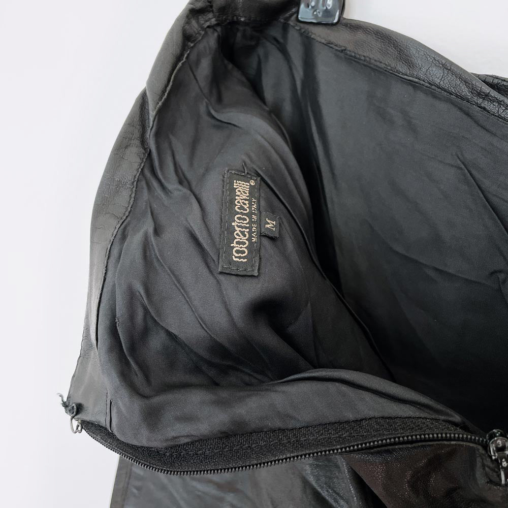 vintage 00s roberto cavalli low rise butter leather pants